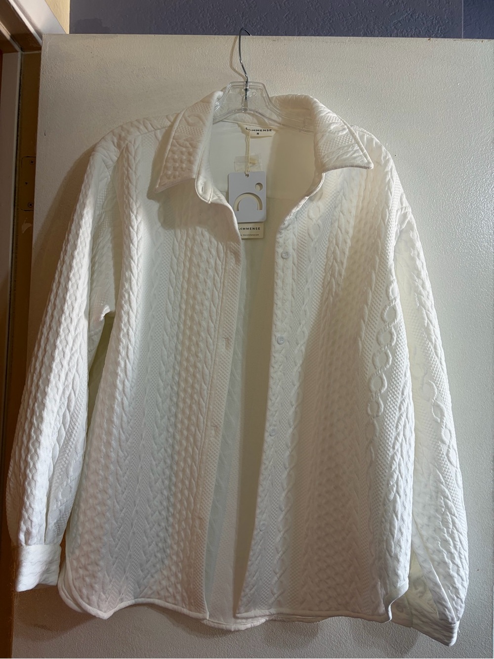 Cable-Knit White Button-Front Women's Top NWT